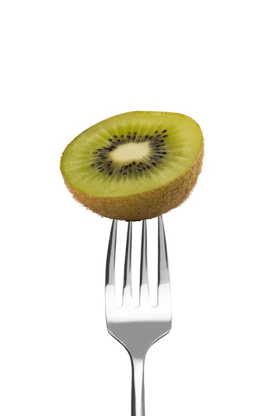 Fresh kiwi on a fork — Stock Photo, Image