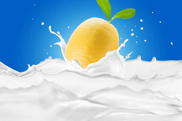 Limón en la leche Splash —  Fotos de Stock