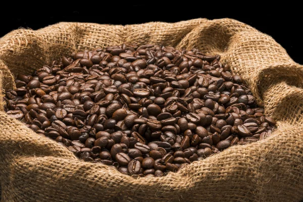 Granos de café en bolsa — Foto de Stock