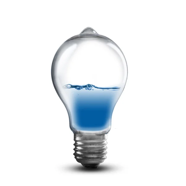 Glödlampa med vatten inuti — Stockfoto