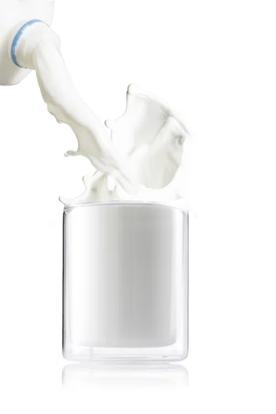 Milk splash from glass — Stock Photo, Image