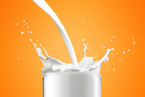 Milk splash from glass — Stock Photo, Image