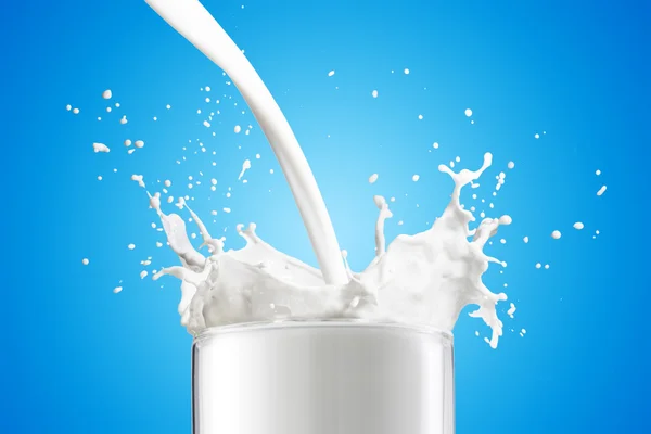 Milk splash from glass — Stock Photo, Image
