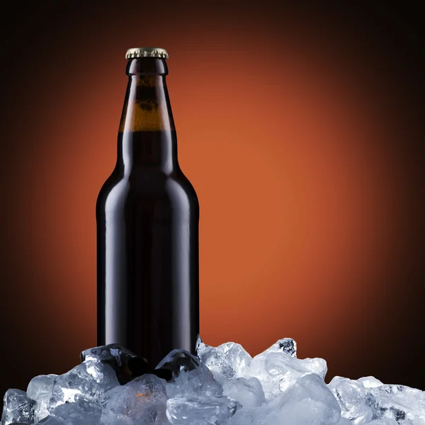 Beer Bottle On Ice Cubes — Stock Photo, Image