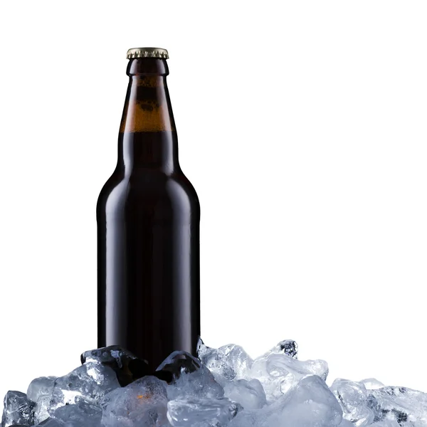 Beer Bottle On Ice Cubes — Stock Photo, Image