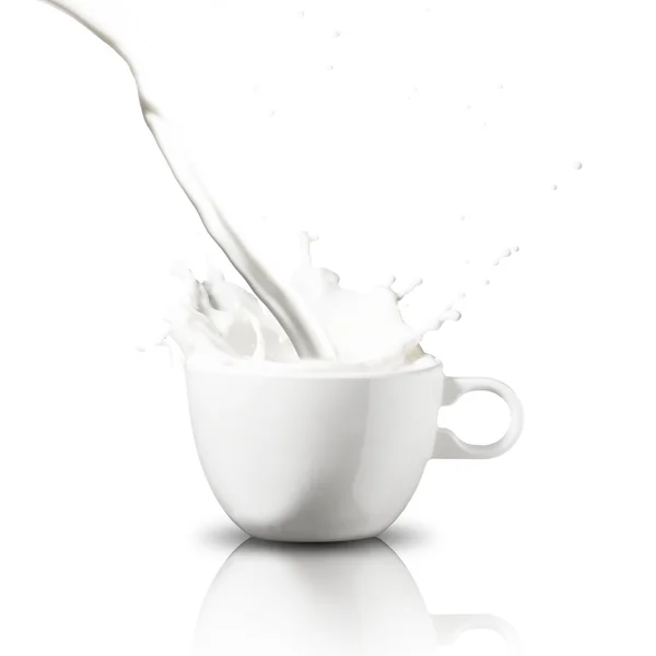 Salpicadura de leche de la taza — Foto de Stock