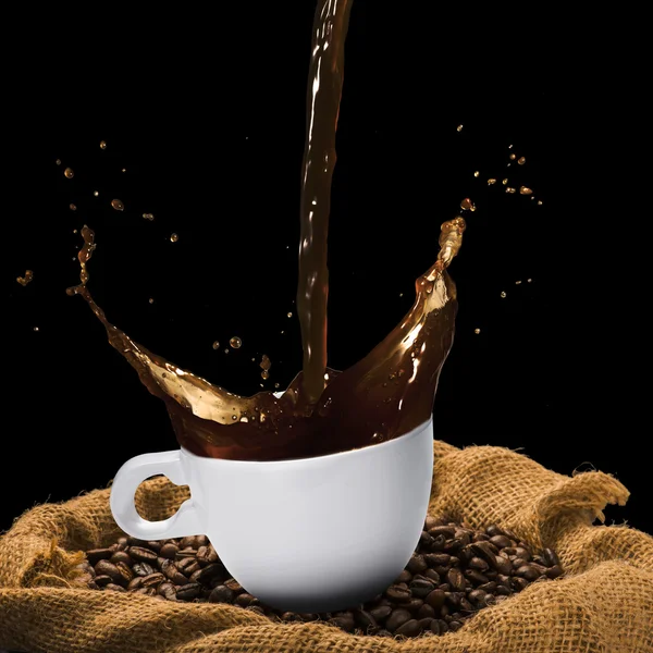 Caffè spruzzata dalla tazza — Foto Stock