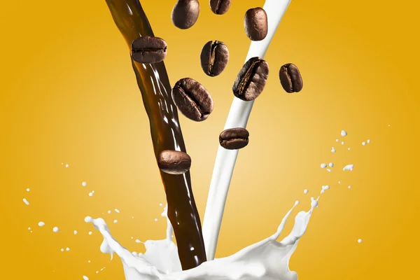 Hot Coffee and Milk Splash — Stock Photo, Image