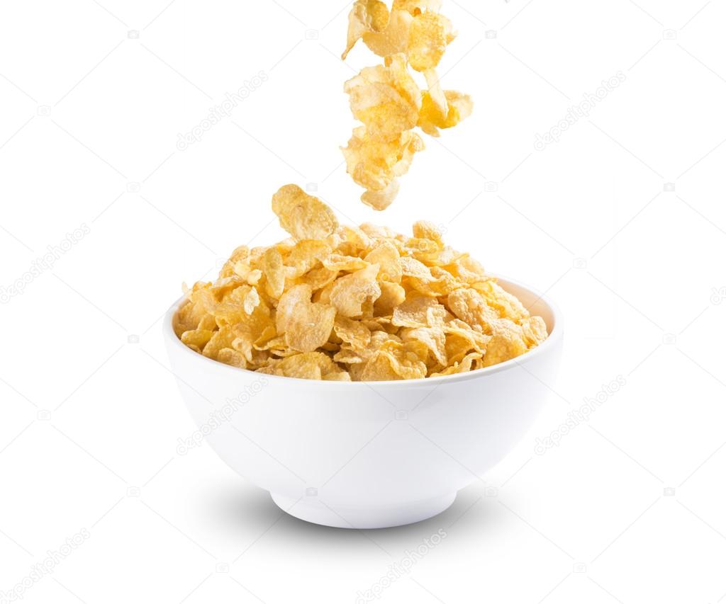 Cereal Corn Flakes Falling Into A Bowl