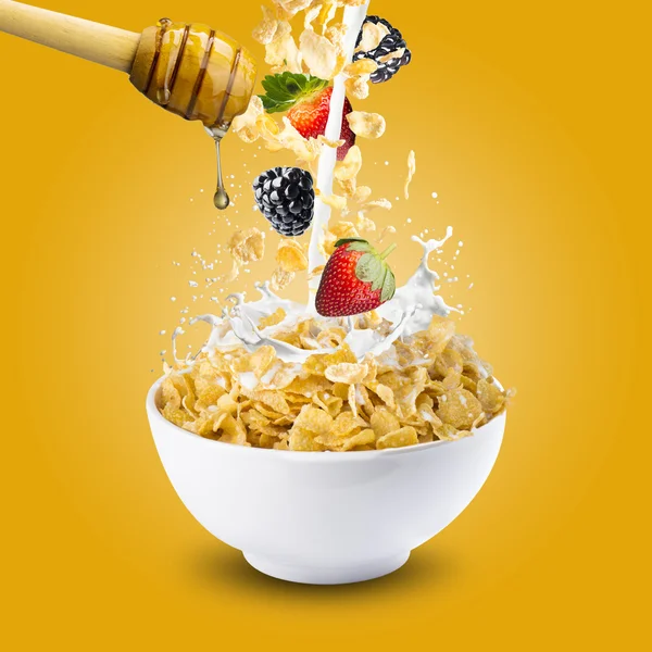 A Bowl oh Honey Star Corn Cereal Flakes 28899688 Stock Photo at