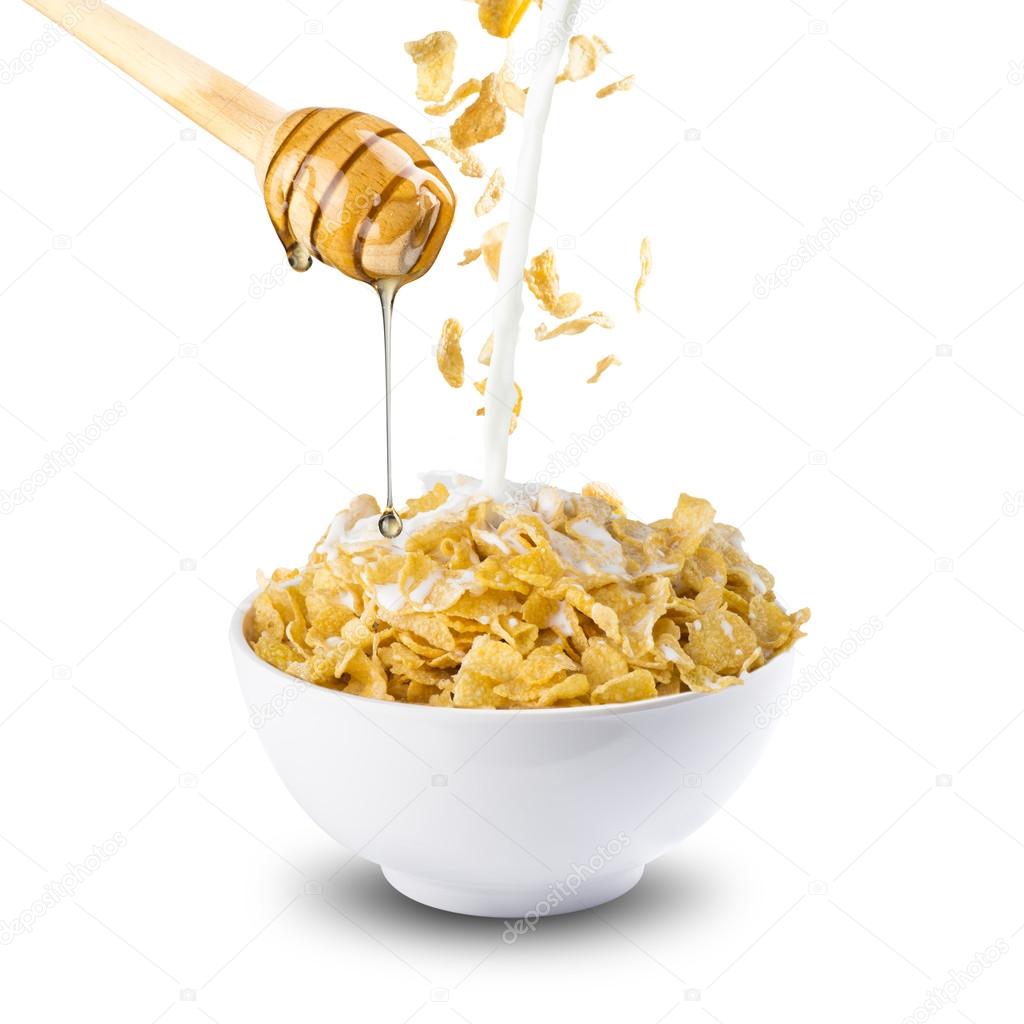 Honey, flakes and milk