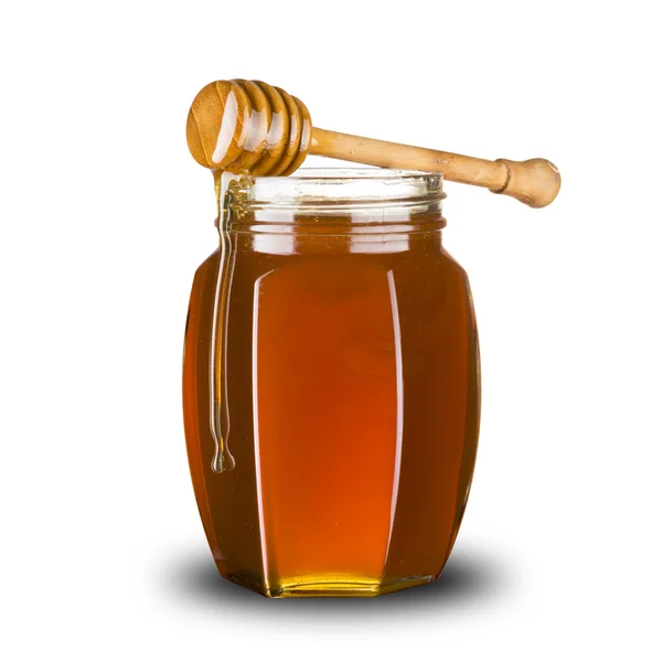 Honey Drip From Dripper to Jar — Stock Photo, Image