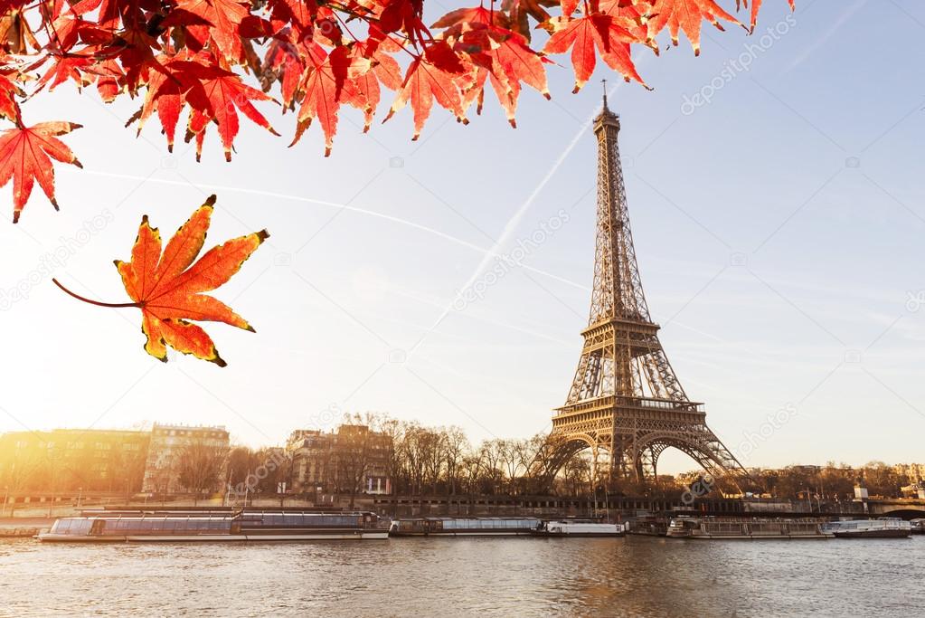 Autumn Backgrpund with The Eiffel Tower