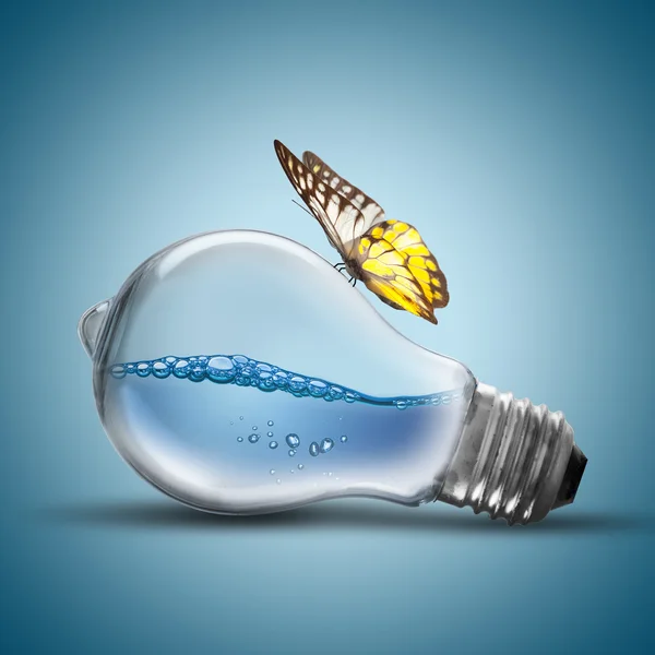 Light Bulb With Water Inside — Stock Photo, Image