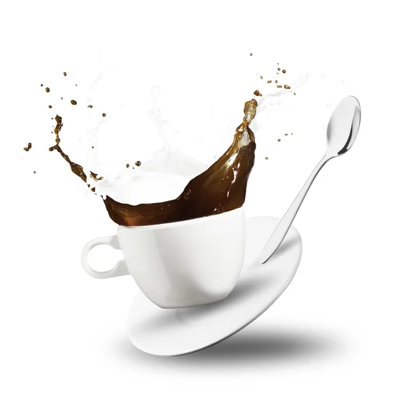 Caffè spruzzata dalla tazza — Foto Stock