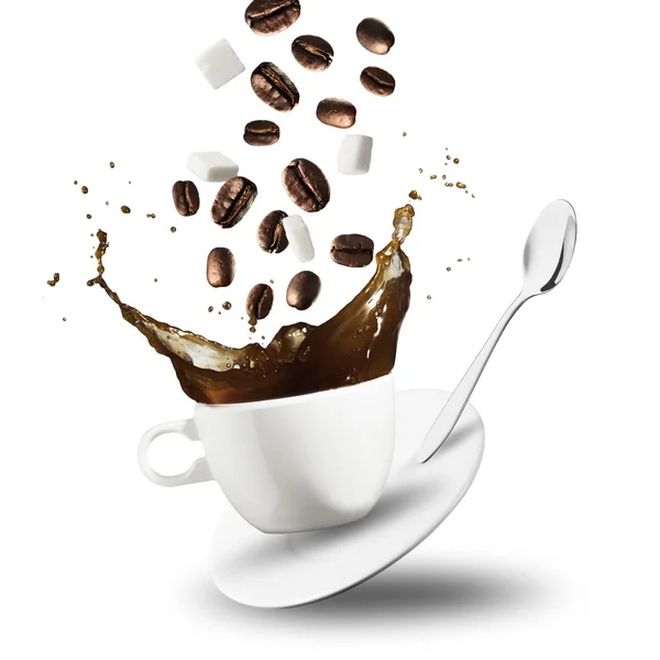 Caffè spruzzata dalla tazza — Foto Stock