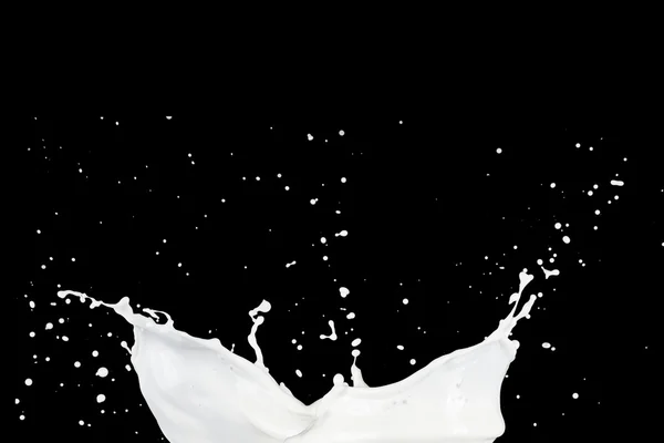Bryzgając mleka na czarny — Zdjęcie stockowe