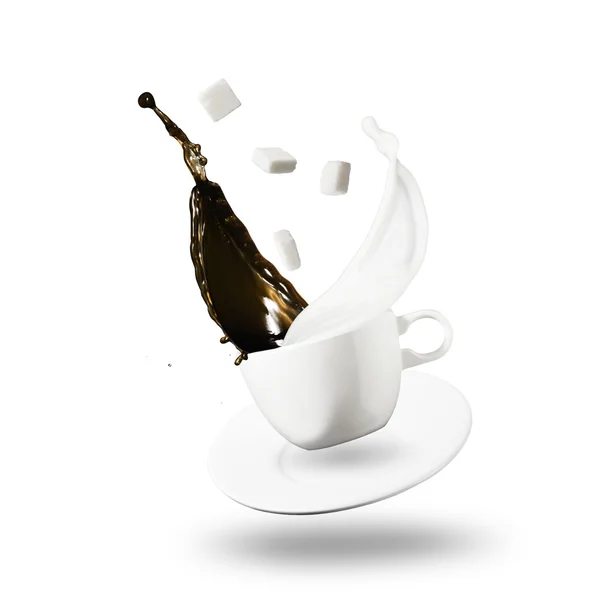 Caffè e latte spruzzato — Foto Stock