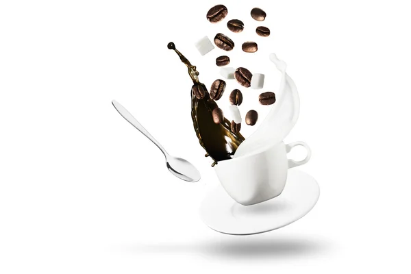 Splash de leite e café — Fotografia de Stock