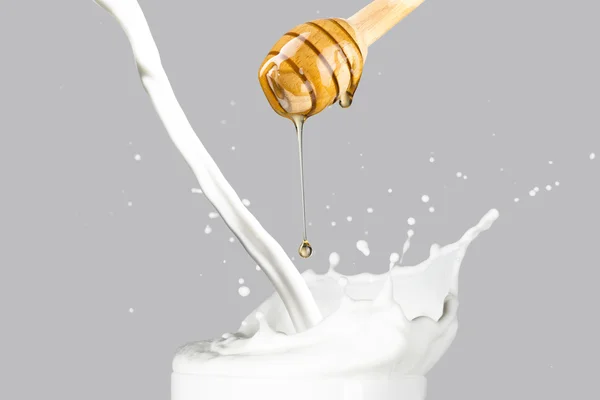 滴蜂蜜和牛奶 — 图库照片