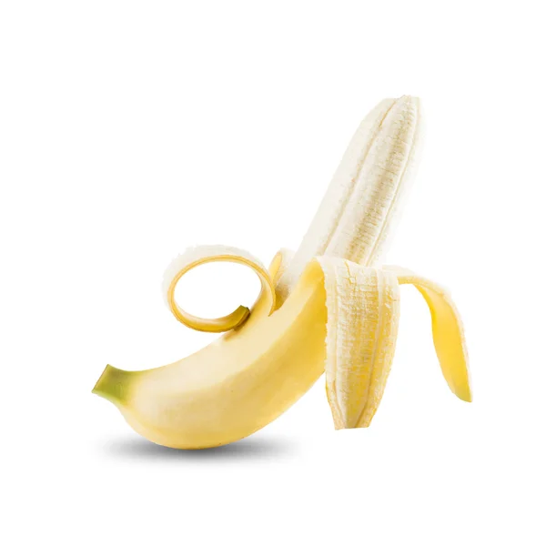 Banana abierta sobre blanco — Foto de Stock