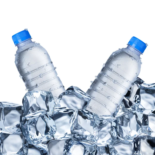 Cold Water Bottles On Ice Cubes Stock Photo by ©somchaij 64740945
