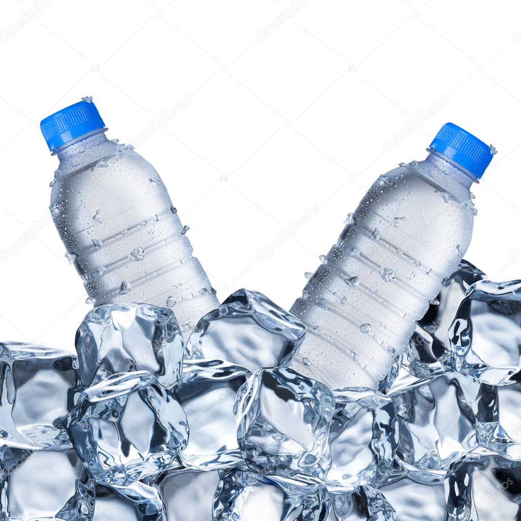 Cold Water Bottles In Ice Bucket — Stock Photo © somchaij 