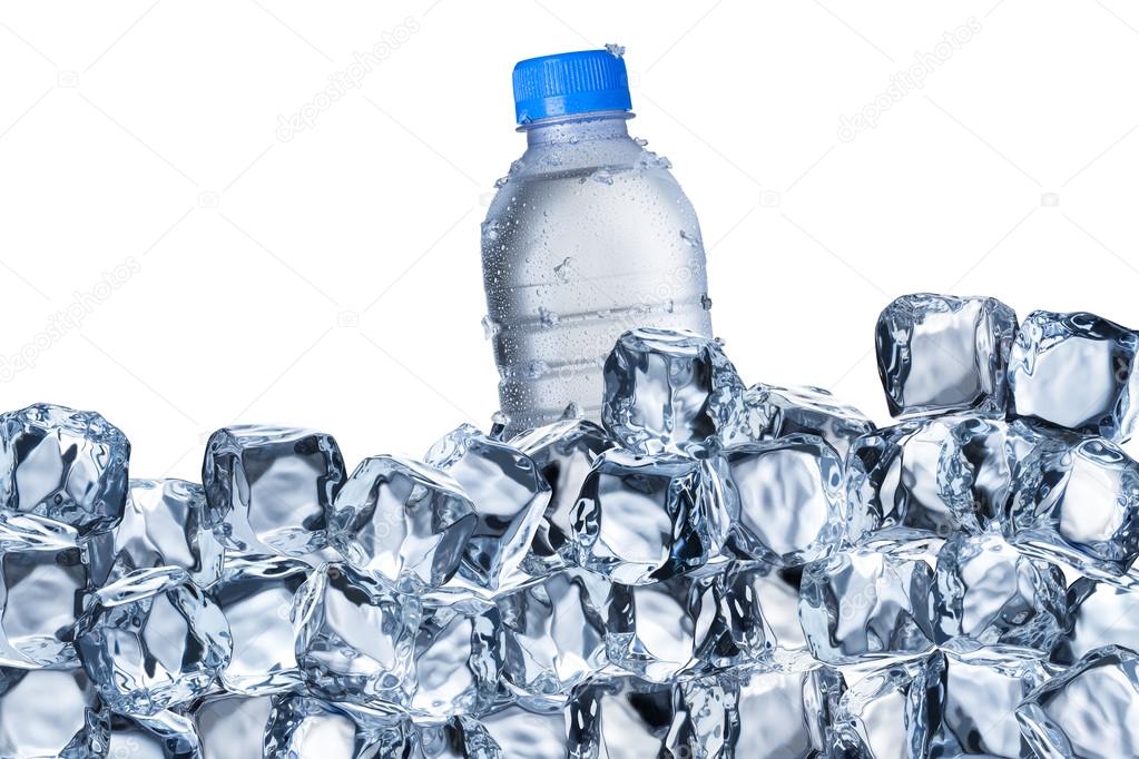 Cold Water Bottle In Ice Bucket — Stock Photo © somchaij 97867654