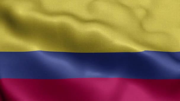 Colombia Ondeando Bandera Textura Realista — Vídeo de stock