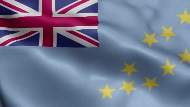 Tuvalu Ondeando Bandera Textura Realista — Vídeos de Stock