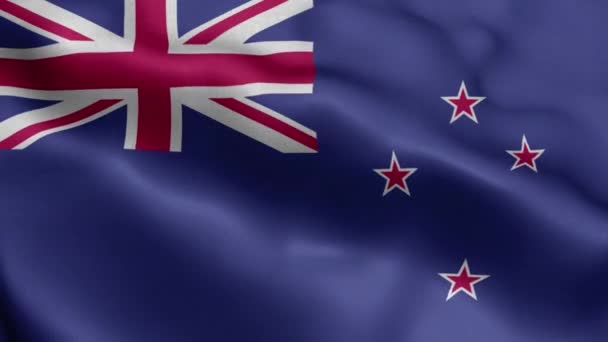 Nova Zelândia Acenando Textura Bandeira Realista — Vídeo de Stock