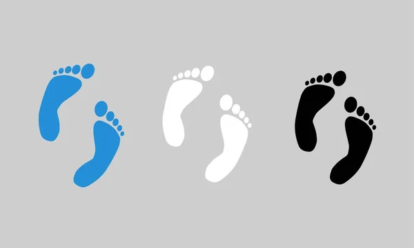 足のプリントアイコンベクトルイラスト ウォーキングアイコンベクトルのセット — ストックベクタ