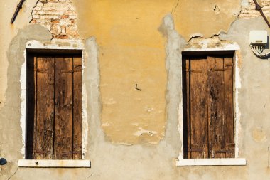 Venedik 'te kopya alanı olan tipik pencere ve duvarlara yakın