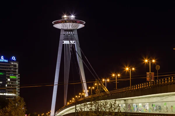 Bratislava Slovensko Dubna 2016 Noční Věž Ufo Most Nový Most — Stock fotografie