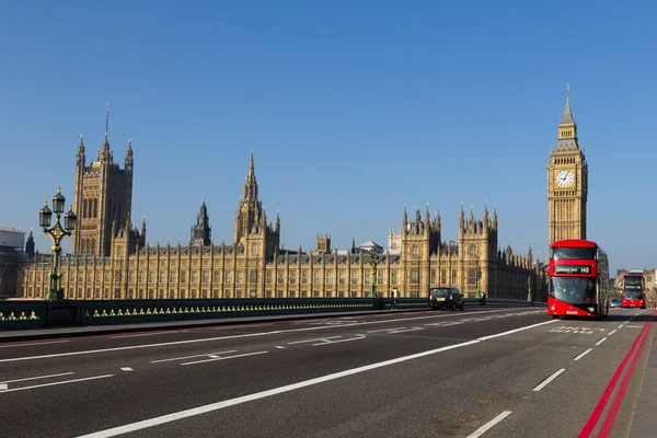 Westminster i autobus Londyn — Zdjęcie stockowe