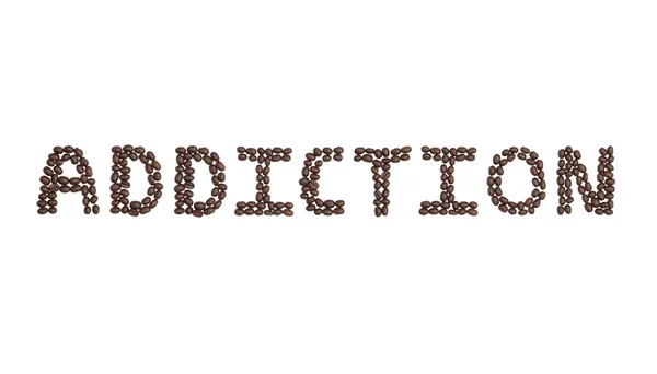 Addiction Written with Coffee Beans — Stock Photo, Image
