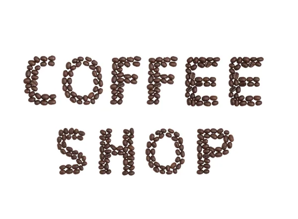 Coffee Shop geschreven met koffiebonen — Stockfoto