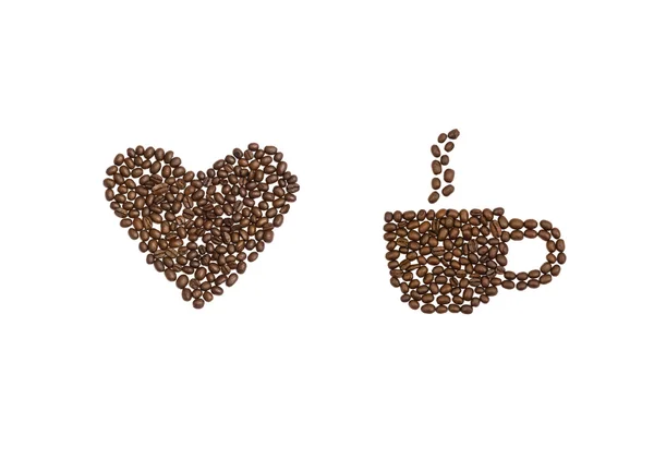 Love Heart and Coffee Cup in Coffee Beans — Stock Photo, Image