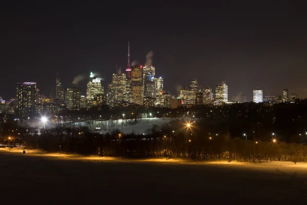 Centre-ville de Toronto la nuit en hiver — Photo