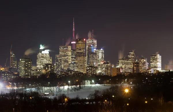 Centre-ville de Toronto la nuit en hiver — Photo