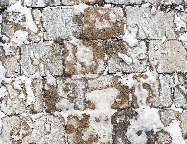 Pavement snabs covered in snow during the winter — Stock Photo, Image