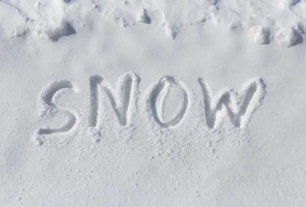SNOW escrito en nieve — Foto de Stock