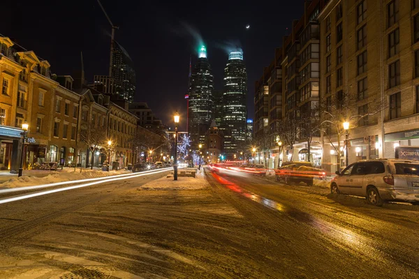 Része a downtown Toronto a téli éjszaka — Stock Fotó