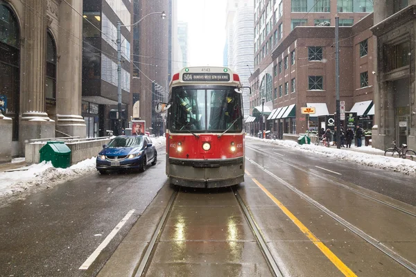 Toronto tramvajový v zimě — Stock fotografie