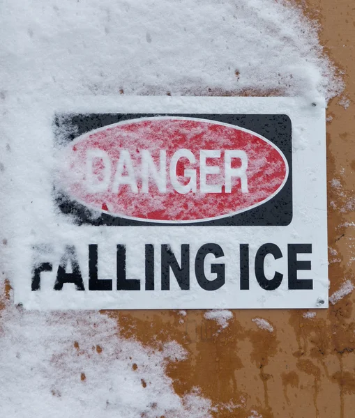 Danger Falling Ice Sign — Stock Photo, Image