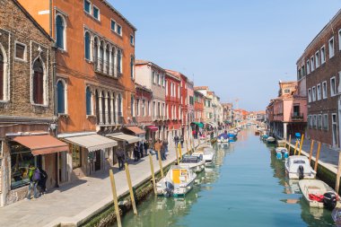 Buildings and boats in Murano clipart
