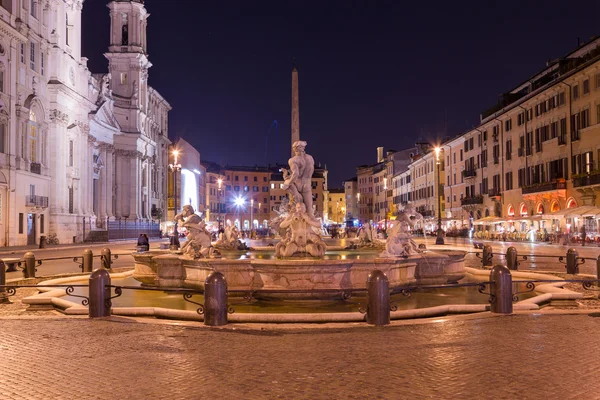 Piazza navona Roma gece — Stok fotoğraf