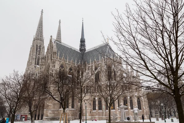 Votice Church in Vienna in the Winter with Snow — Stock Photo, Image