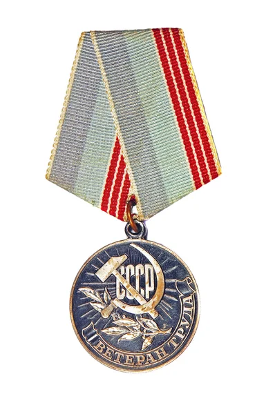 Medaile "Veterán práce" na bílém pozadí — Stock fotografie