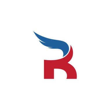 Kanat logosu iş şablonuna sahip R ilk harfi